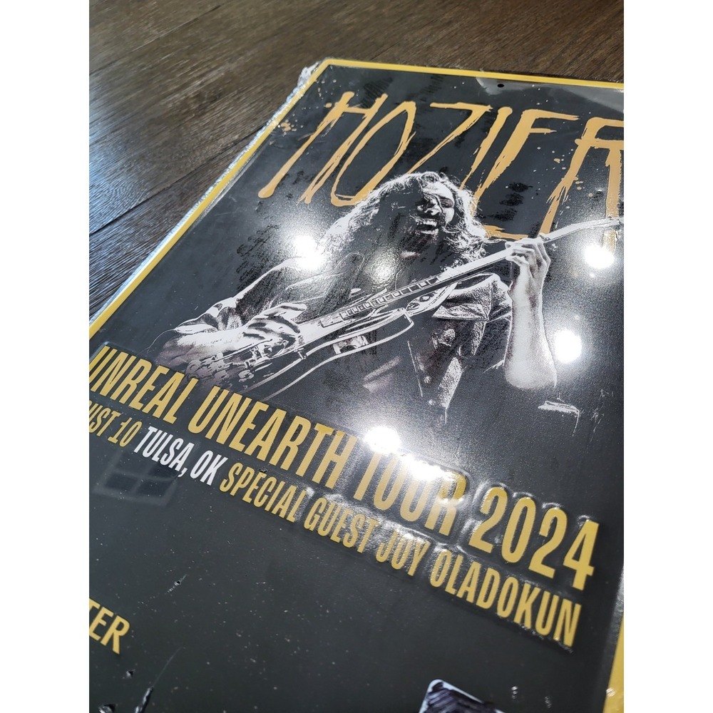 HOZIER Unreal Unearth Tour 2024 Tulsa OK Tin Promo Sign 12"x18" BOK Center Oak